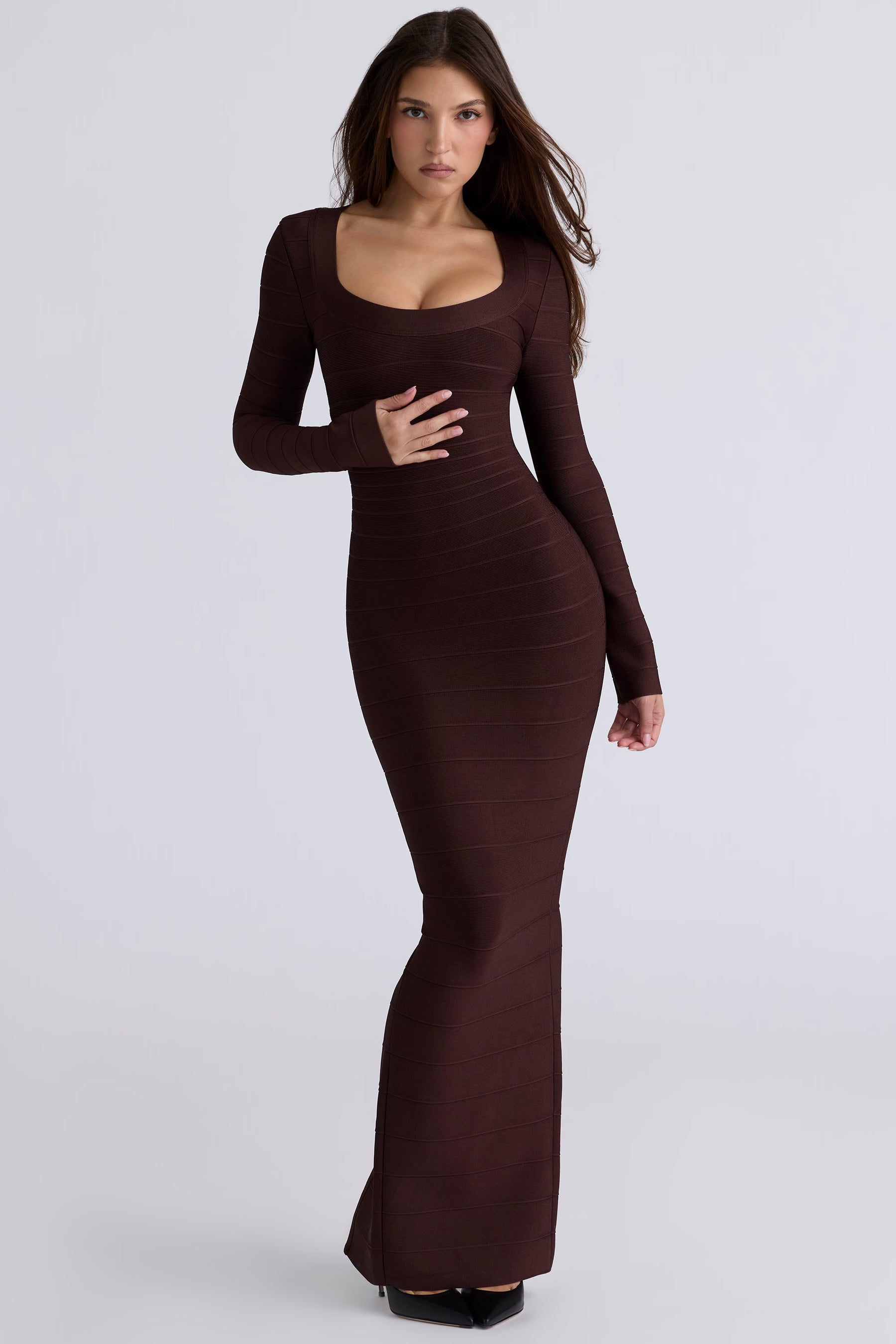The OG chocolat long sleeve bandage maxi dress