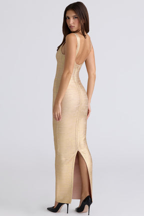 Gold bandage maxi dress