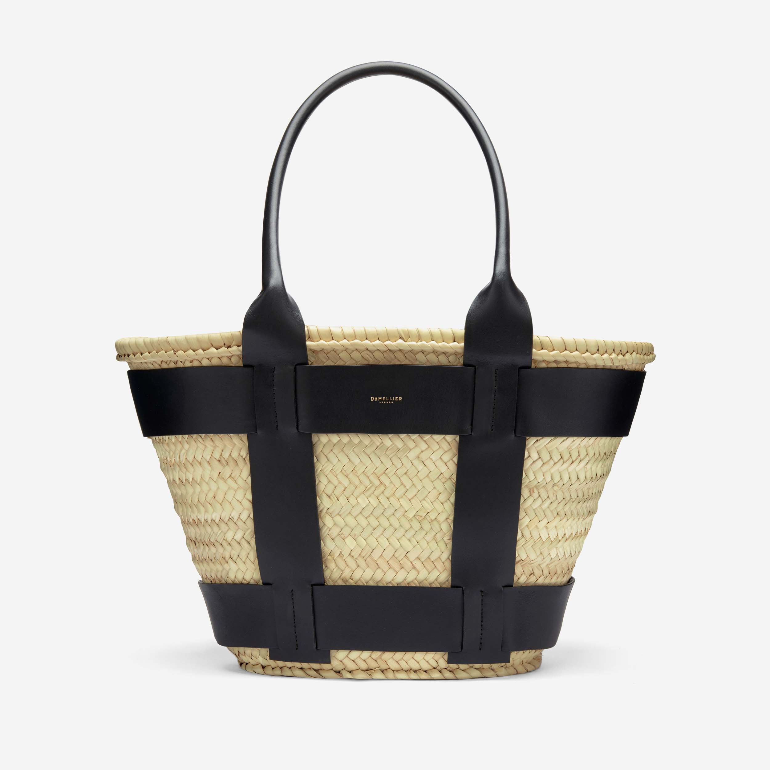 DeMellier The Santorini natural basket black smooth