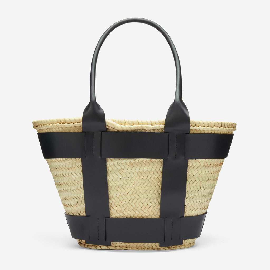 DeMellier The Santorini natural basket black smooth