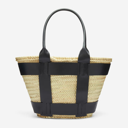 DeMellier The Santorini natural basket black smooth