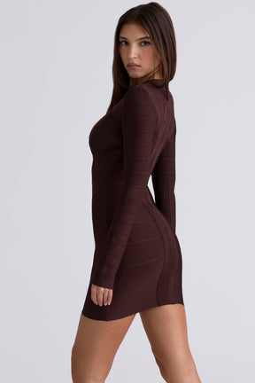 The Super Plunge chocolate long sleeve bandage mini dress