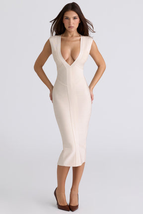 The Super Plunge vanilla bandage midi dress