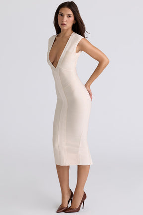 The Super Plunge vanilla bandage midi dress