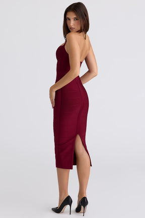 The Supermodel ruby halter neck bandage midi dress