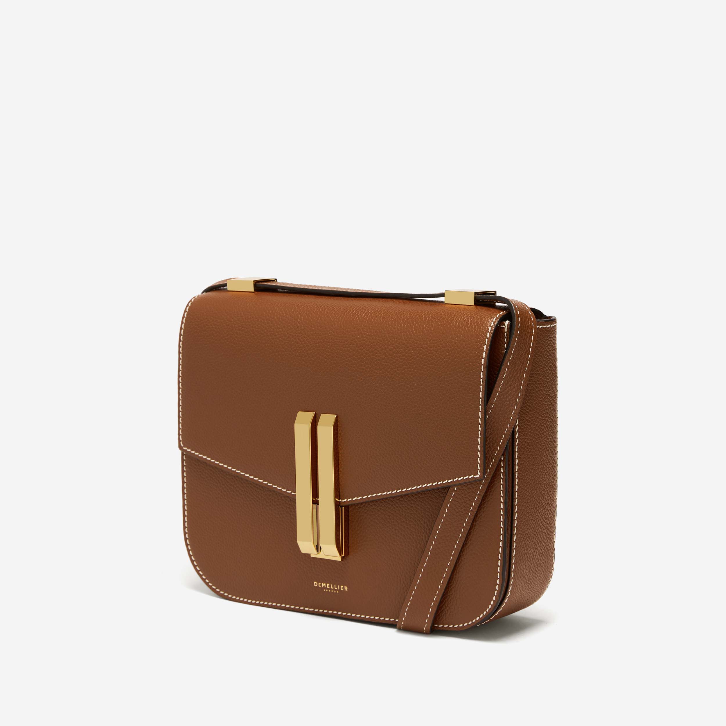 DeMellier The Vancouver tan small grain ecru stitching