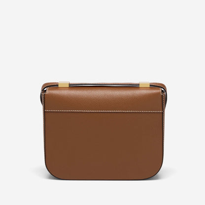 DeMellier The Vancouver tan small grain ecru stitching
