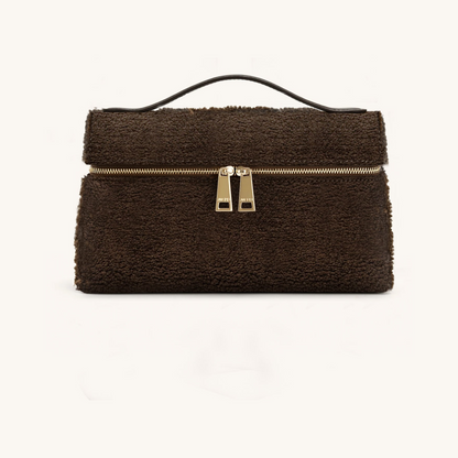 Thea Faux Fur Top Handle Bag - Mocha Brown