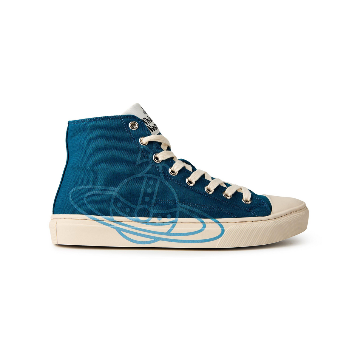 Thin Orb Motif Cotton High Top Trainers