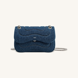 Tina Quilted Chain Crossbody - Blue Denim