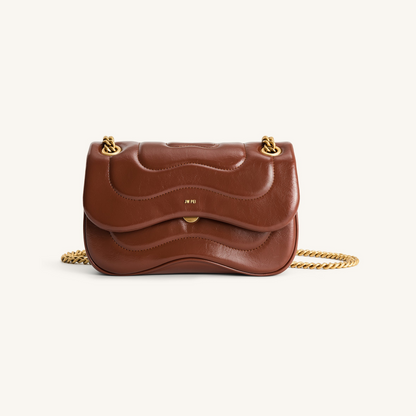 Tina Quilted Chain Crossbody - Brown