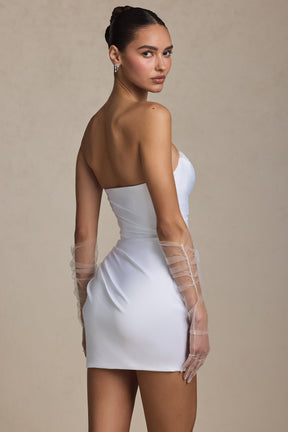 Ruched Corset Mini Dress in White