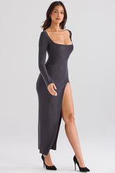 Charcoal cashmere knit maxi dress