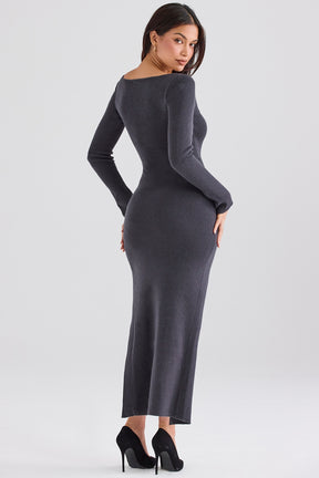 Charcoal cashmere knit maxi dress
