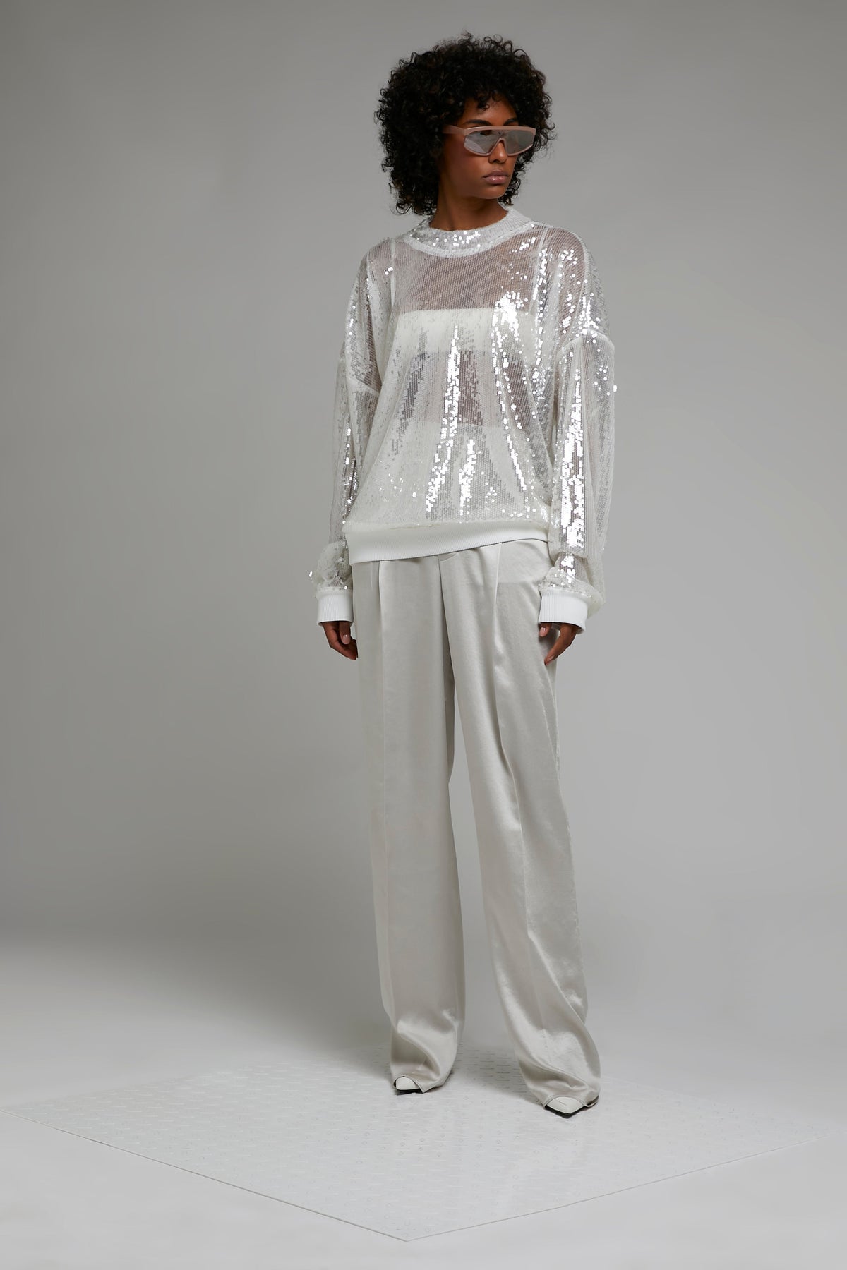 WAIST FOLD SILK PANTS