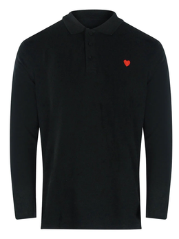 Love Moschino Long Sleeve Heart Black Polo Shirt