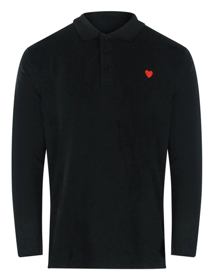 Love Moschino Long Sleeve Heart Black Polo Shirt