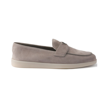 Triangle-logo suede loafers