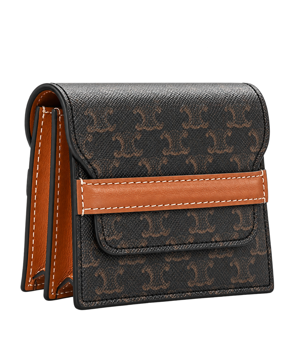 Triomphe Canvas Business Card Holder Tan