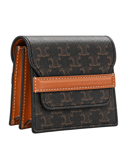 Triomphe Canvas Business Card Holder Tan