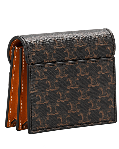 Triomphe Canvas Business Card Holder Tan