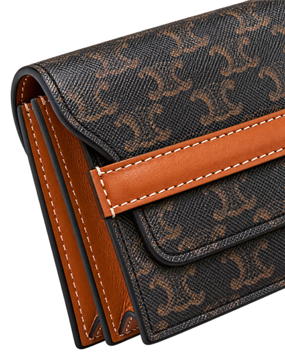 Triomphe Canvas Business Card Holder Tan