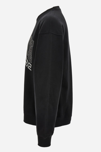 Print And Studs Greca Varsity Logo Sweatshirt In Jersey Fabric