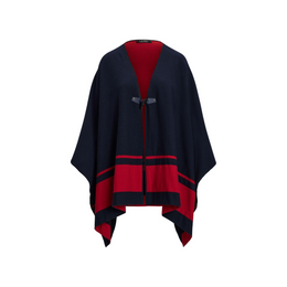 Two-Tone Intarsia Viscose Short Poncho