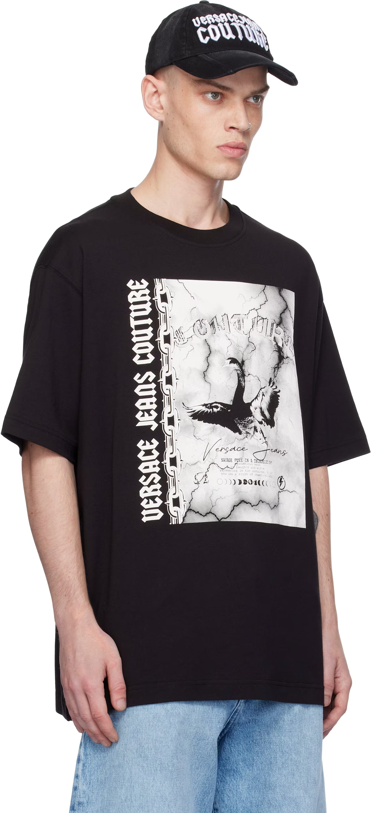 Black Screen-Printed T-shirt