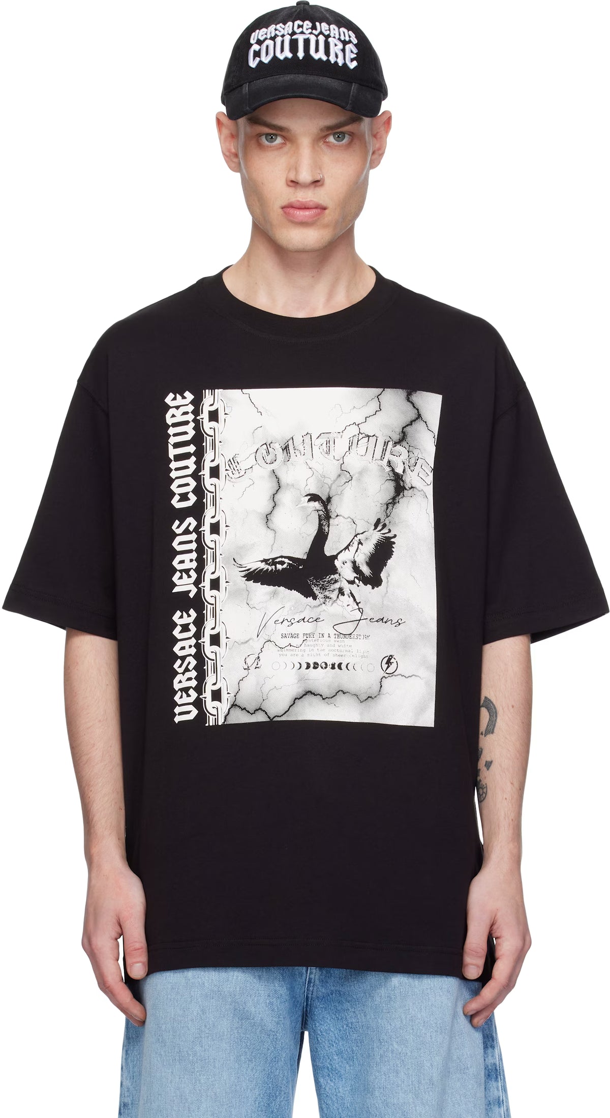 Black Screen-Printed T-shirt