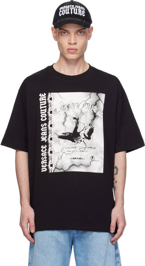 Black Screen-Printed T-shirt