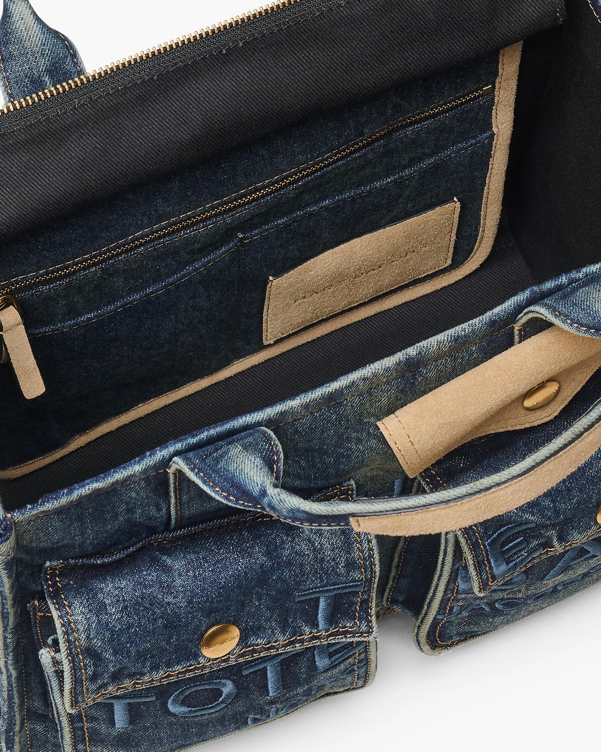 The Denim Suede Medium Cargo Tote Bag