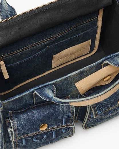 The Denim Suede Medium Cargo Tote Bag