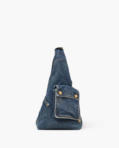 The Denim Suede Cargo Sack Bag