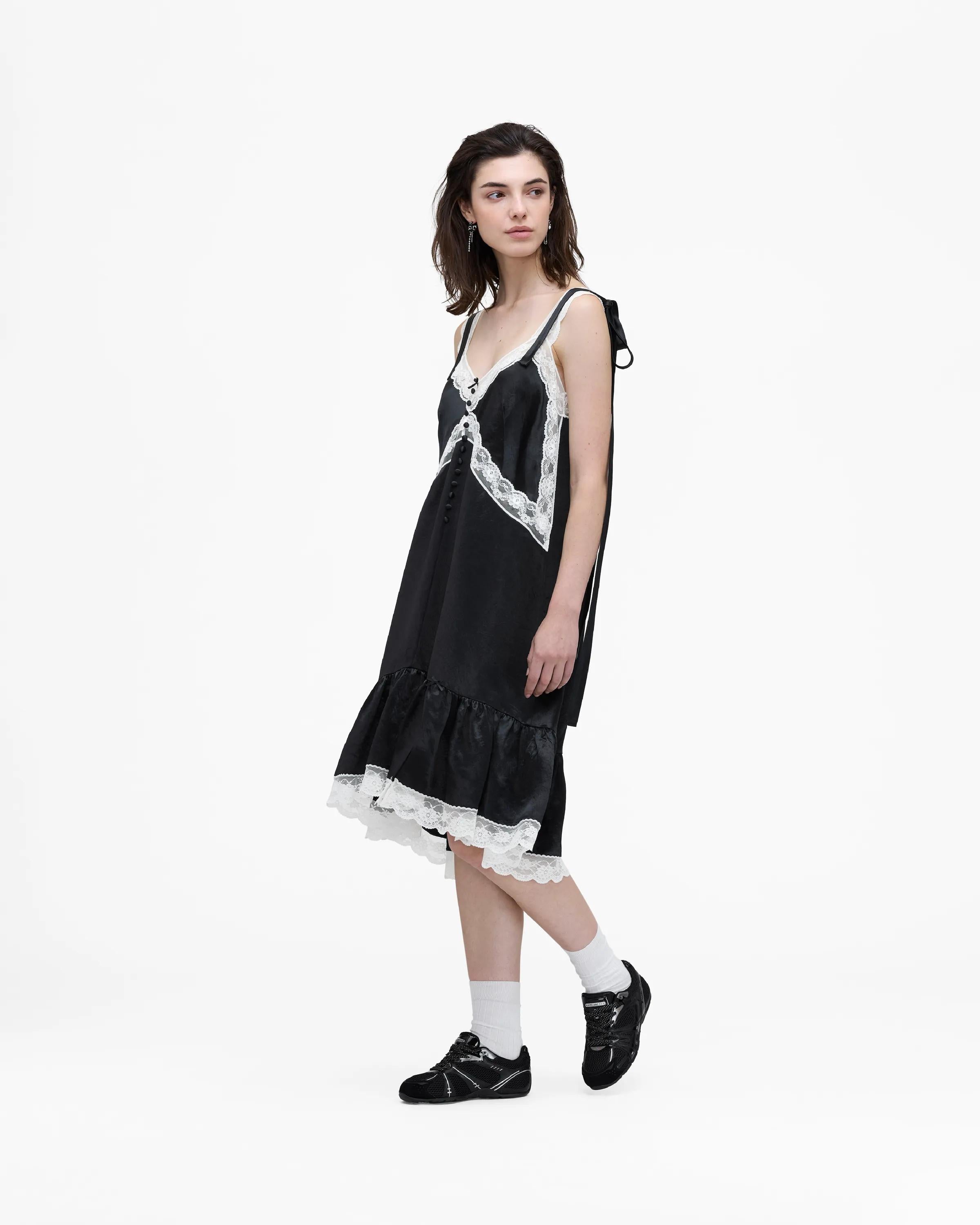 Satin Lace Slip Midi Dress