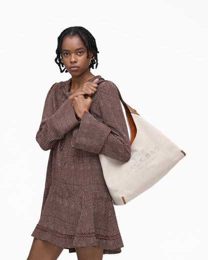 The Leather-Trim Canvas Belted Sack Bag