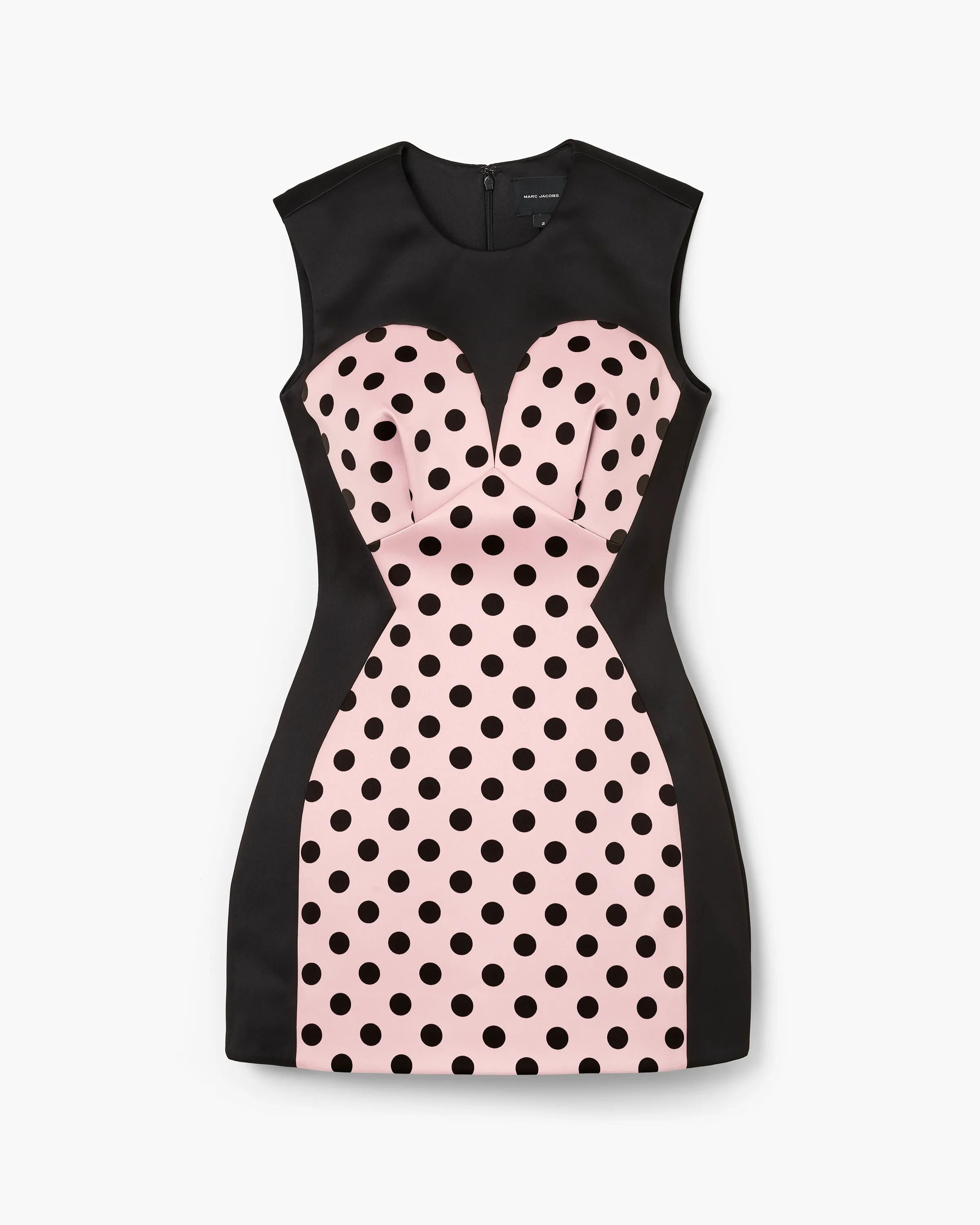 Seamed Up Dots Satin Dress