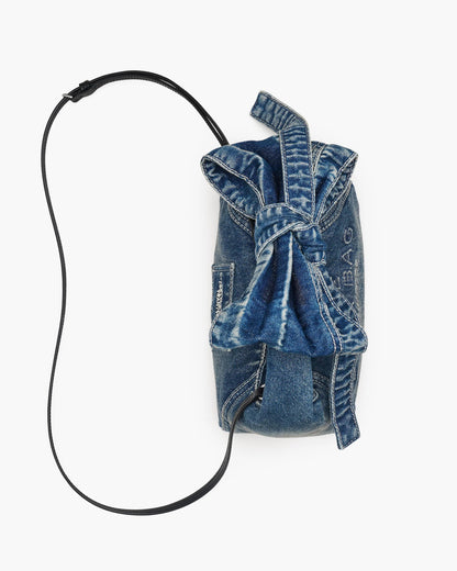 The Bow Denim Mini Sack Bag
