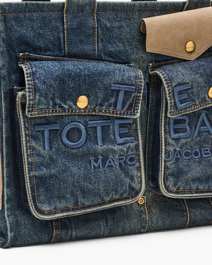 The Denim Suede Large Cargo Tote Bag