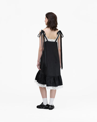 Satin Lace Slip Midi Dress