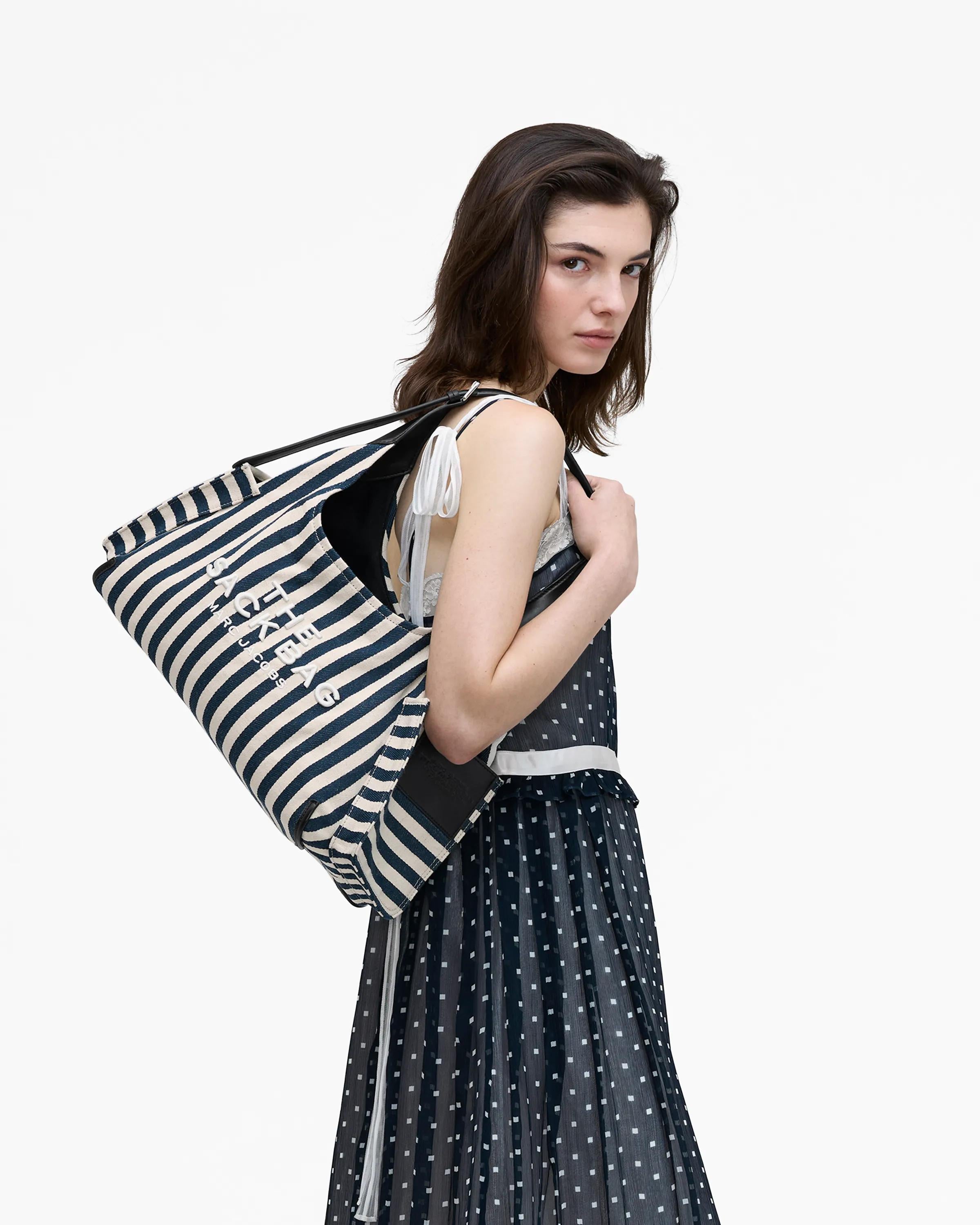 The Stripe Canvas Belted Sack Bag