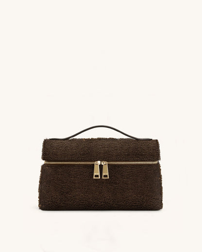 Thea Faux Fur Top Handle Bag - Mocha Brown