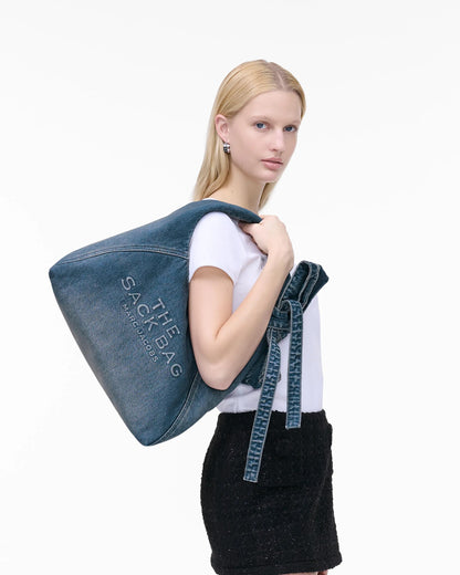 The Bow Denim Sack Bag