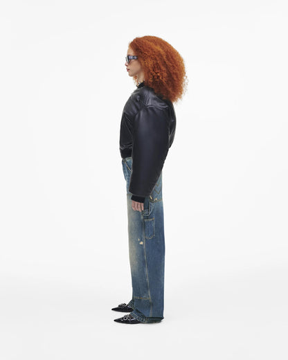 Puffy Leather Bomber