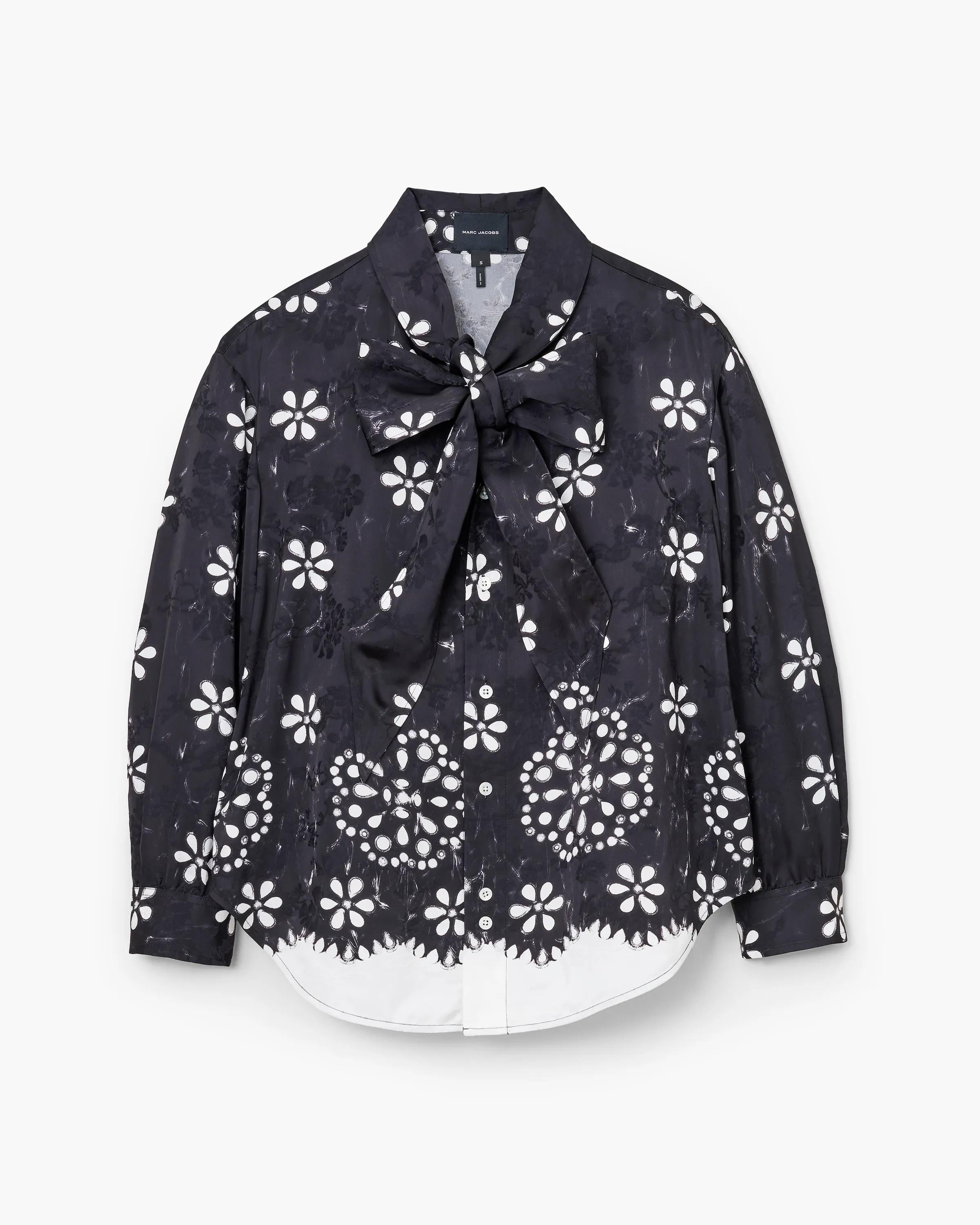 Trompe L'Oeil Eyelet Bow Blouse