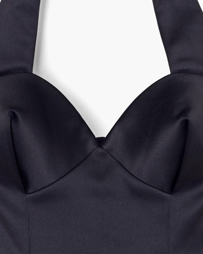 Sculpted Satin Halter Dress