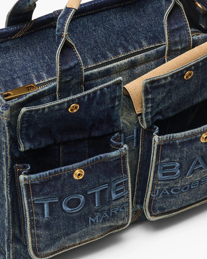 The Denim Suede Medium Cargo Tote Bag