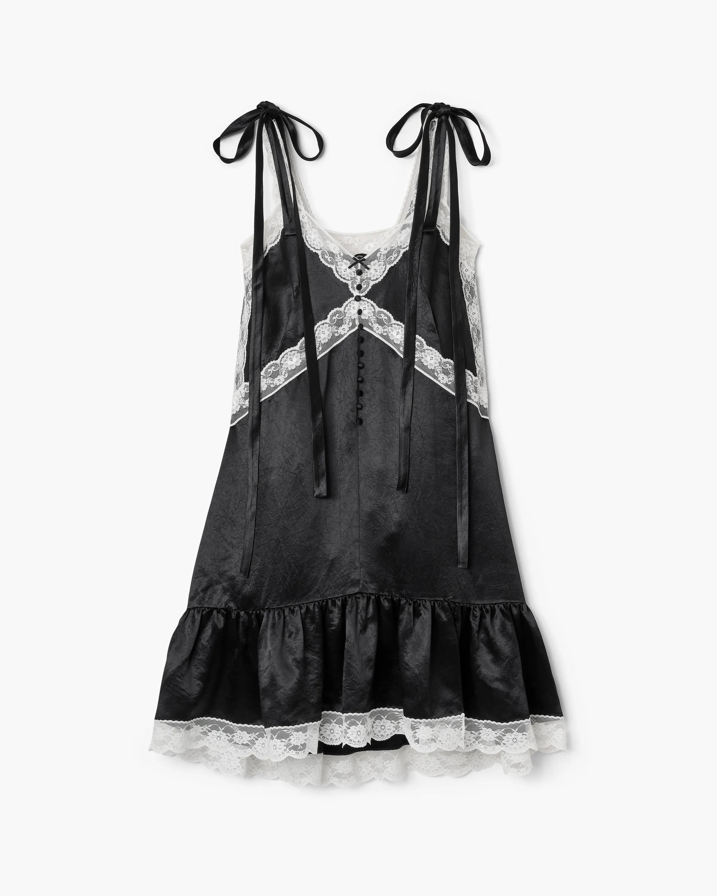 Satin Lace Slip Midi Dress