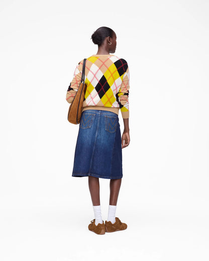 Two Tone Shadow Denim Skirt
