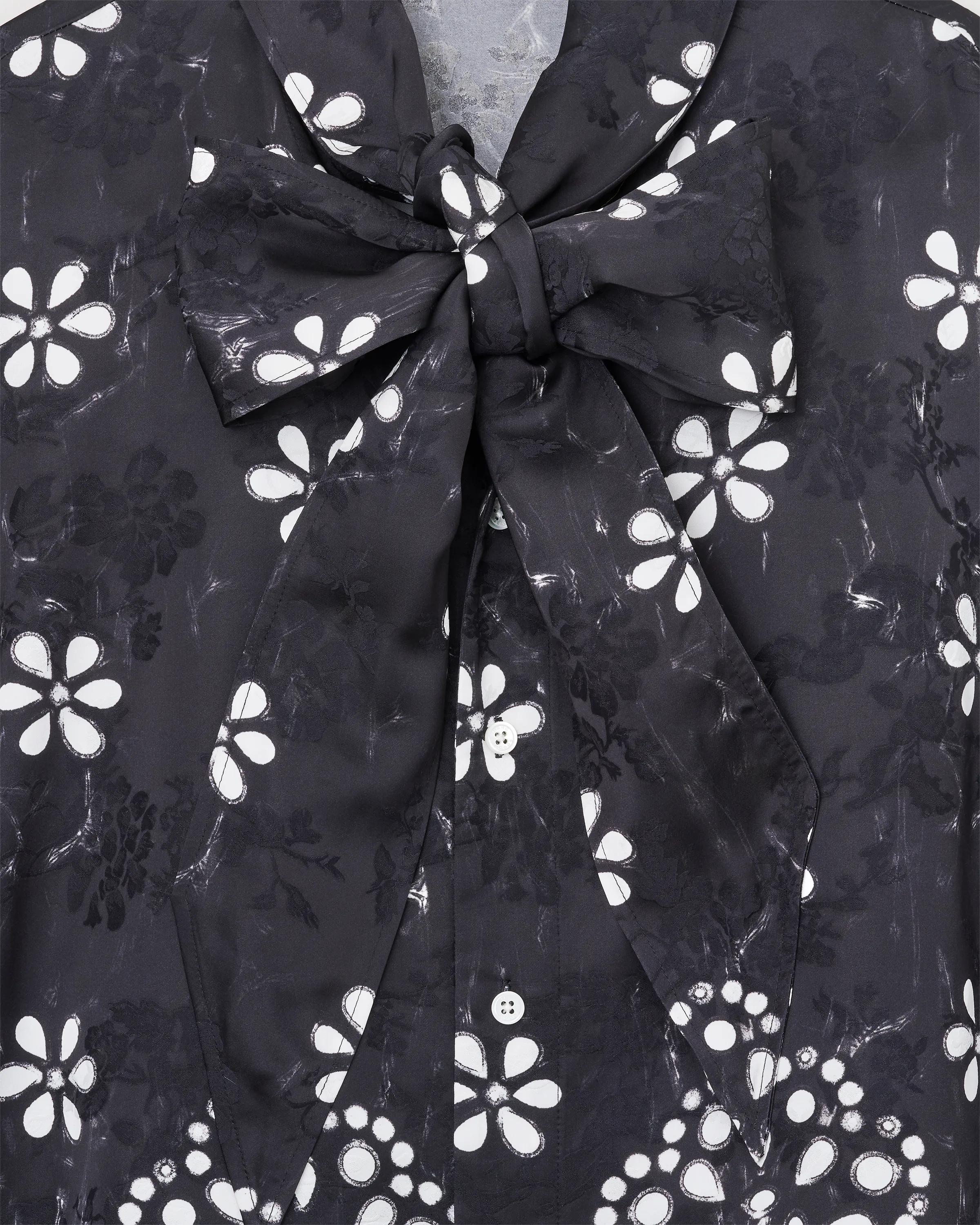 Trompe L'Oeil Eyelet Bow Blouse